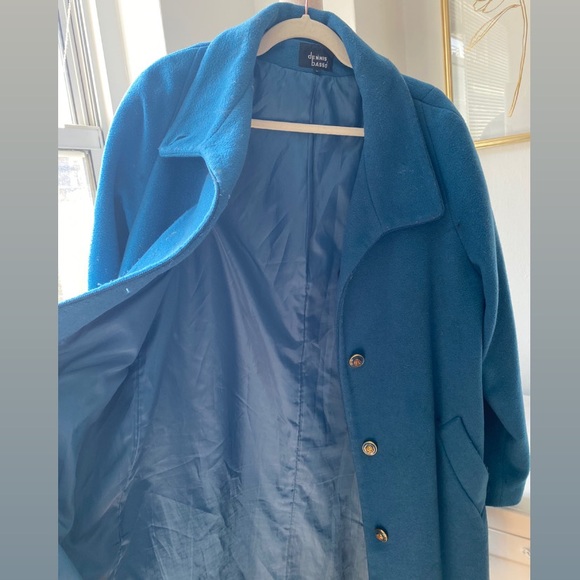 Dennis Basso Wool Trench Coat (Dark Turquoise) - Picture 2 of 5